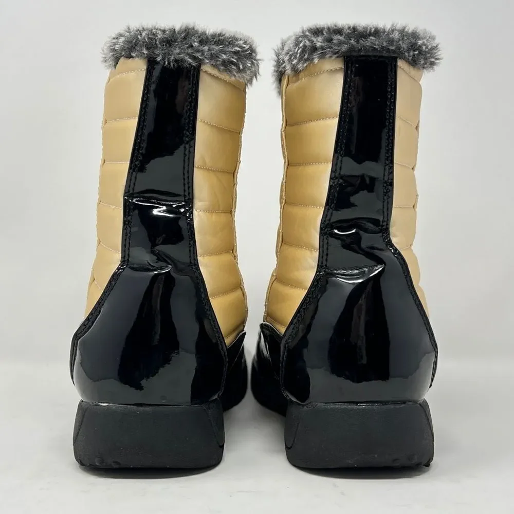 Sporto Esther Champagne Gold Quilted Nylon Zip Up Waterproof Winter Booties 9